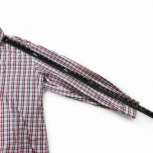 Nautica red and blue plaid button down long sleeve shirt Size L - Picture 4 of 8